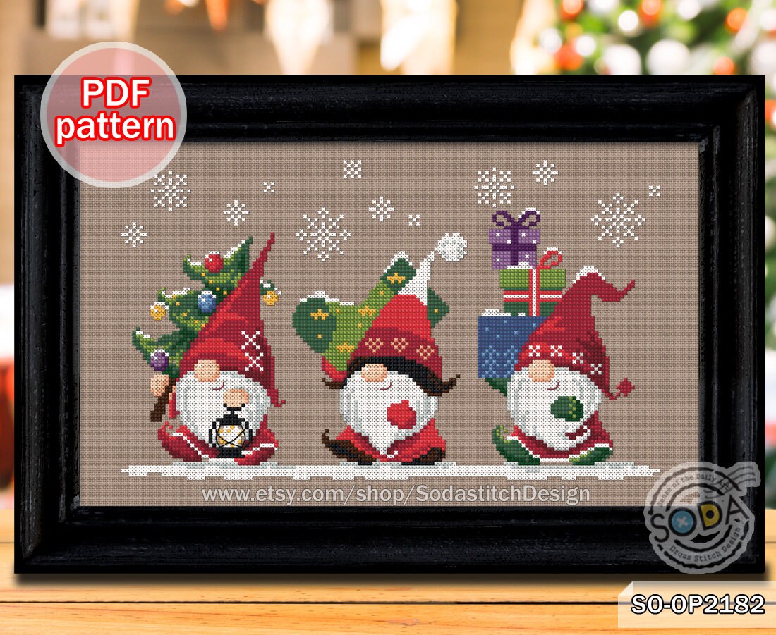 Cross Stitch Pattern Pdf Gnome Santa Fairy Elf Pixie Winter, SO-OP2182 ...