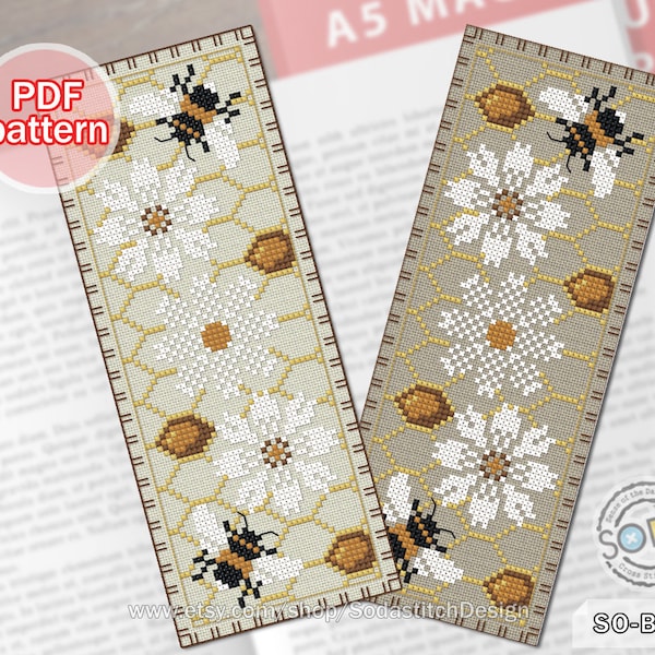 Signet Cross Stitch Pattern pdf Honey Beehive Instant Download Counted Chart Grid Scheme, SO-BM9 'Honeybee'