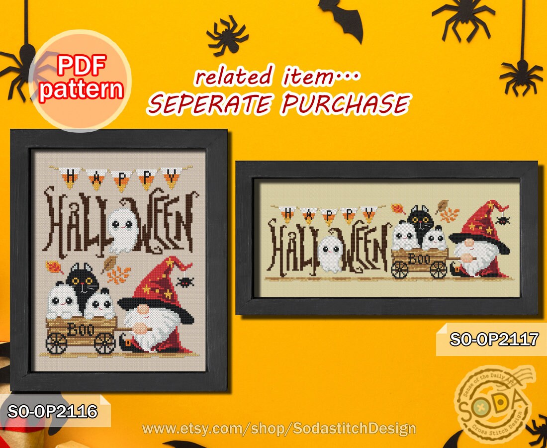 Cross Stitch Pattern Pdf Halloween Gnome Fairy Elf Ghost Spider Modern ...