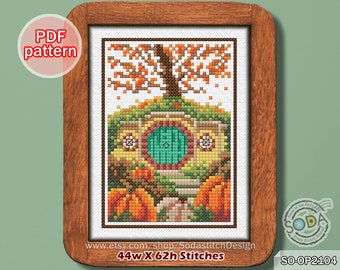 Cross Stitch Pattern pdf, SO-OP2104 'Fairy House of Autumn'