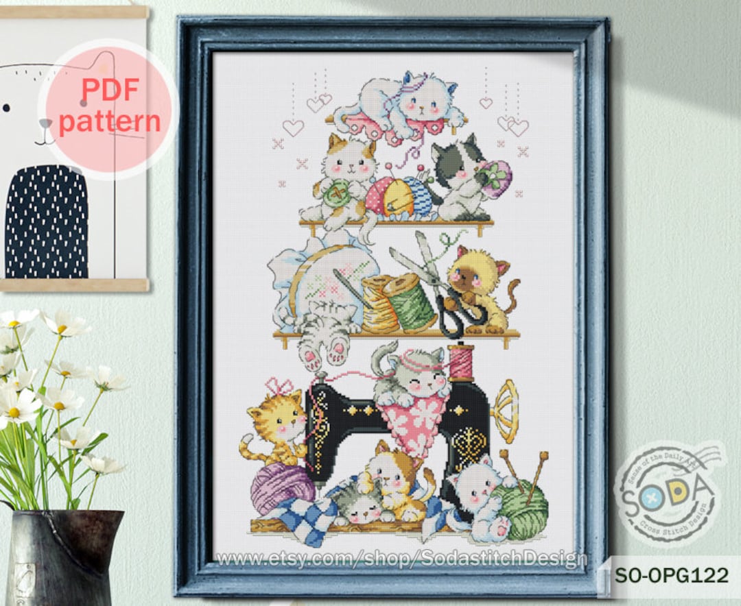【CPGN STUDIO】25SS★ Circle Kitty Embroidered Crop S/S T Spooky Cat Cross Stitch Kit Mill Hill 2025 Buttons & Beads