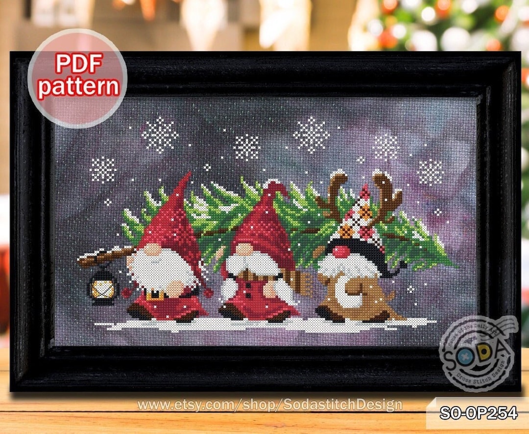 クロスステッチパターン PDF クリスマス ノーム 妖精 エルフ 冬 モダン