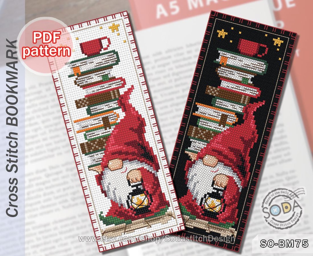 Cross Stitch Pattern Pdf Bookmark Reading Fairy Elf Pixie Books Modern ...
