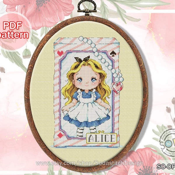 Cross Stitch Pattern pdf Alice in wonderland Fairy Tale Doll Cute for Beginner Modern Instant Download Counted,SO-OPG189B 'Fairy Tale Doll'