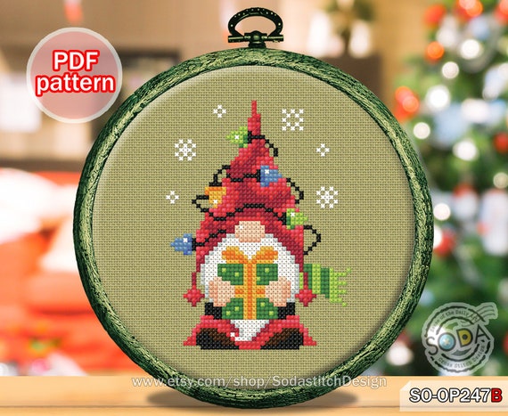 クロスステッチパターン PDF ツリーオーナメント サンタ 妖精 エルフ