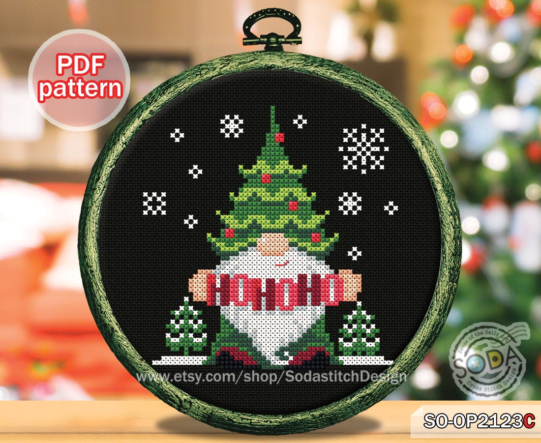 Christmas Ornament Cross Stitch Pattern Pdf Gnome Santa - Etsy