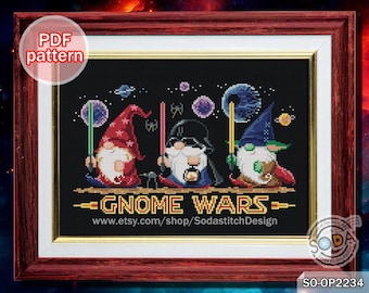 Patrón de punto de cruz en PDF Hada Elfo Universo Personaje de película espacial, SO-OP2234 'Guerras de gnomos'