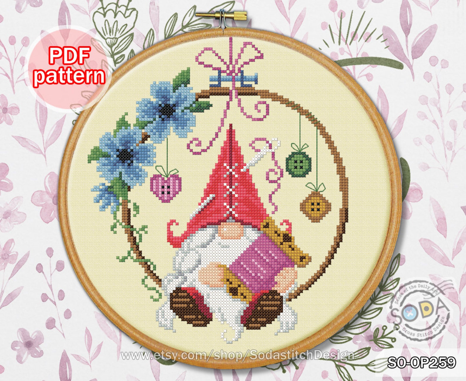 Cross Stitch Pattern Pdf Gnome Fairy Elf Pixie Modern, SO-OP259 'craft ...