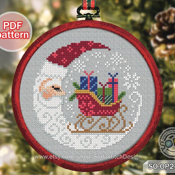 Cross Stitch Pattern pdf Christmas Tree Ornaments, SO-OP2341 'Joyful Night'