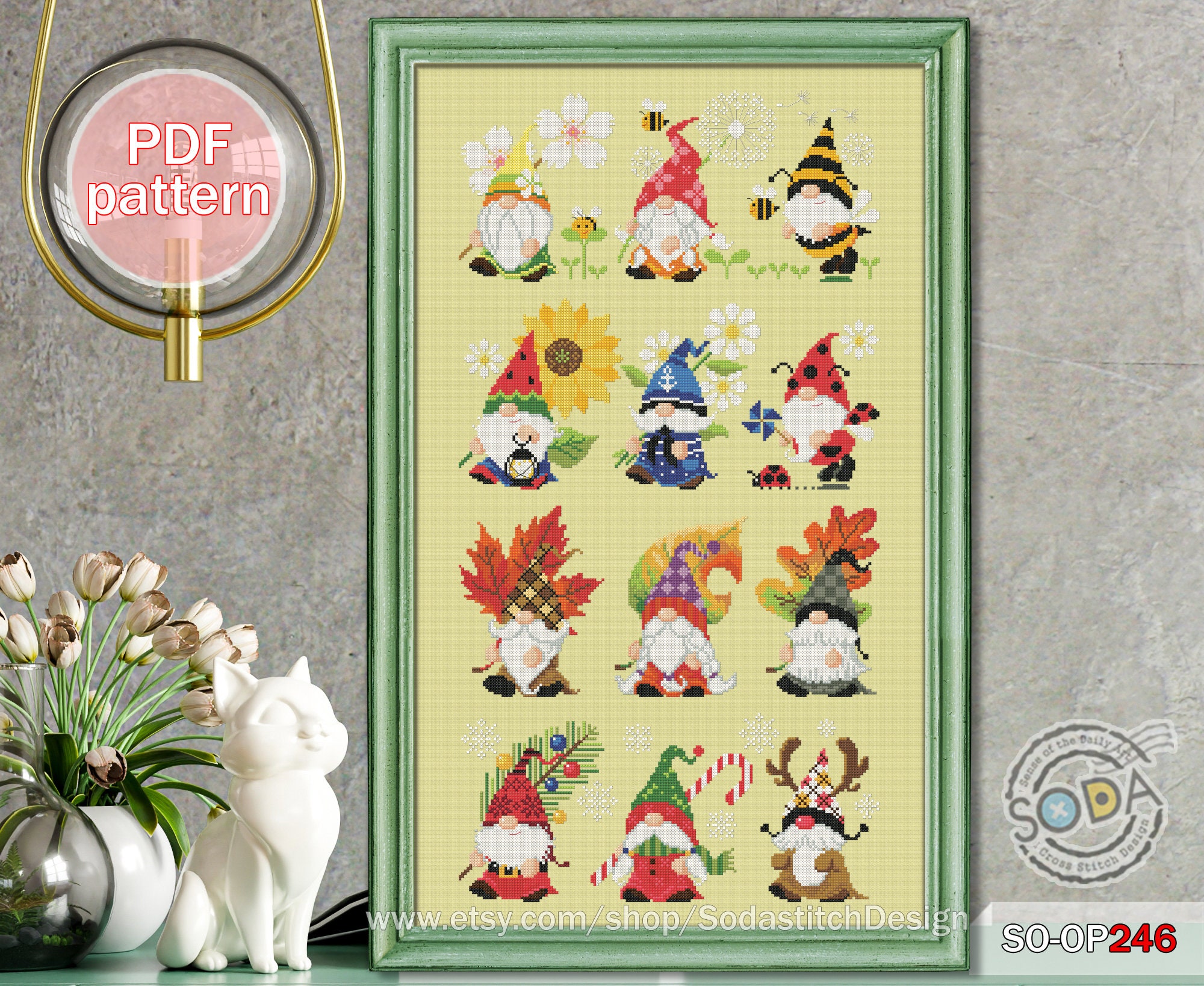 Cross Stitch Pattern Pdf Gnome Fairy Elf Pixie Modern, SO-OP246 'four ...