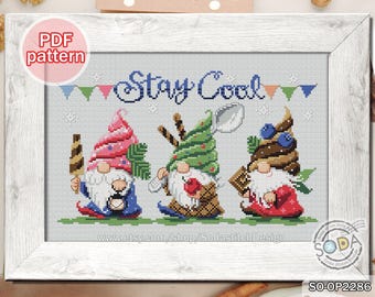 Patrón de punto de cruz pdf Serie Moderna, SO-OP2286 'Reparto de helados'