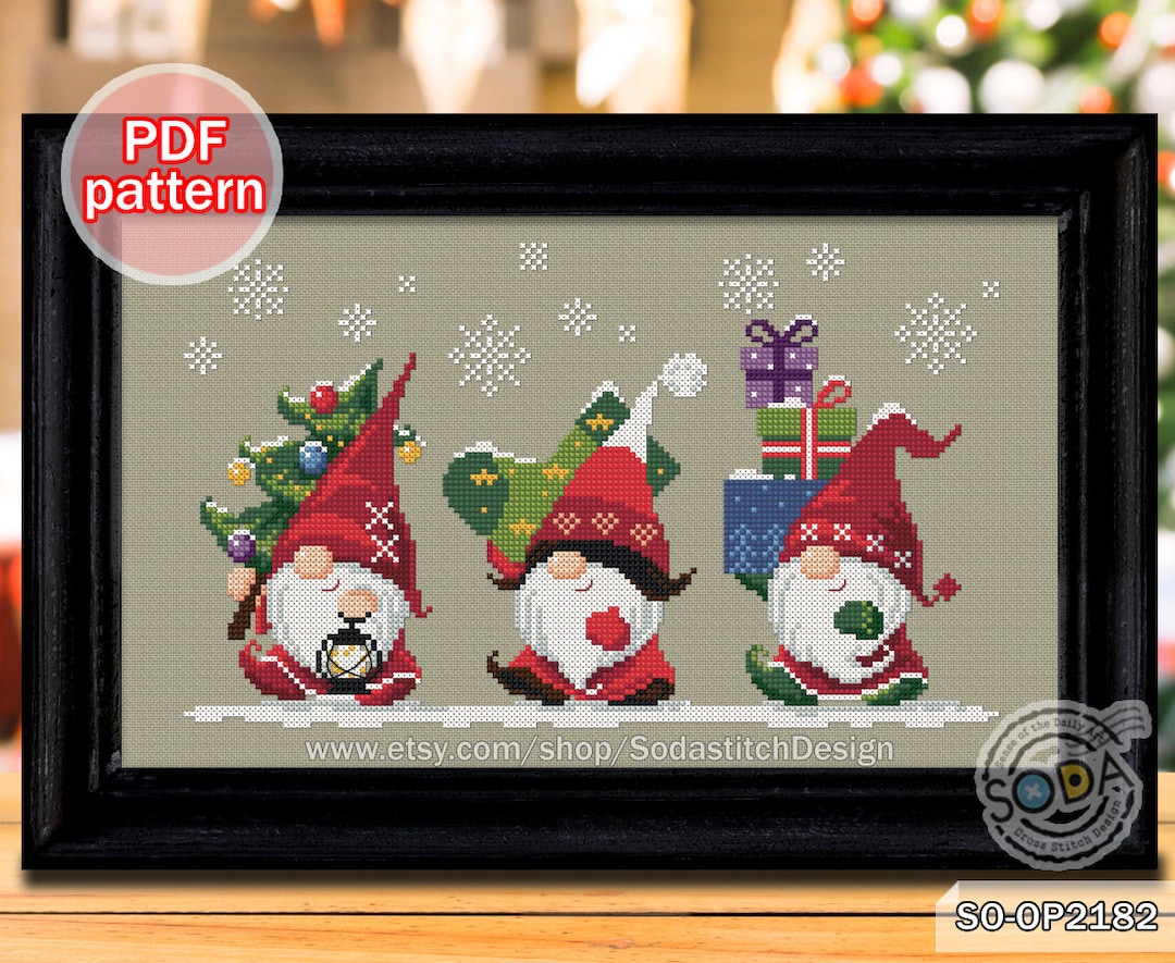 Cross Stitch Pattern Pdf Gnome Santa Fairy Elf Pixie Winter, SO-OP2182 ...