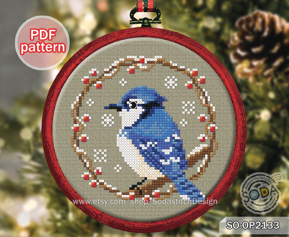 Cross Stitch Pattern Pdf Winter Birds Christmas Hoop Ornament - Etsy
