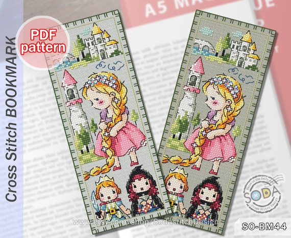 Bookmark Cross Stitch Pattern Pdf Princess Fairy Tale Story