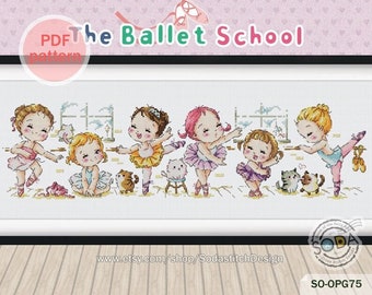 Cross Stitch Pattern pdf ,Cute Girl Modern Xstitch Instant pdf Download Counted,SO-OPG75 'The Ballet School'