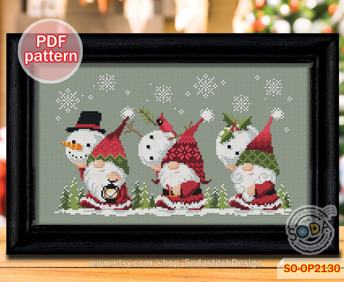 クロスステッチパターン PDF クリスマス ノーム サンタ 妖精 エルフ 冬