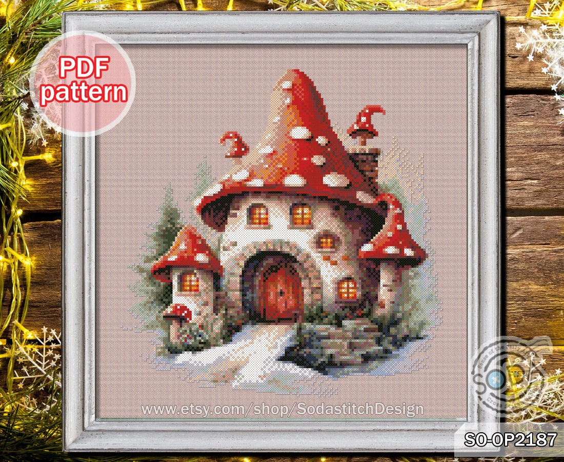 Cross Stitch Pattern Pdf Fairy Sprite Pixie Mushroom Modern, SO-OP2187 ...