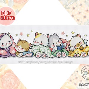 Kreuzstich Stickmuster pdf Kitty Tier Modern, SO-OPG190 'Katzen der Nacht'