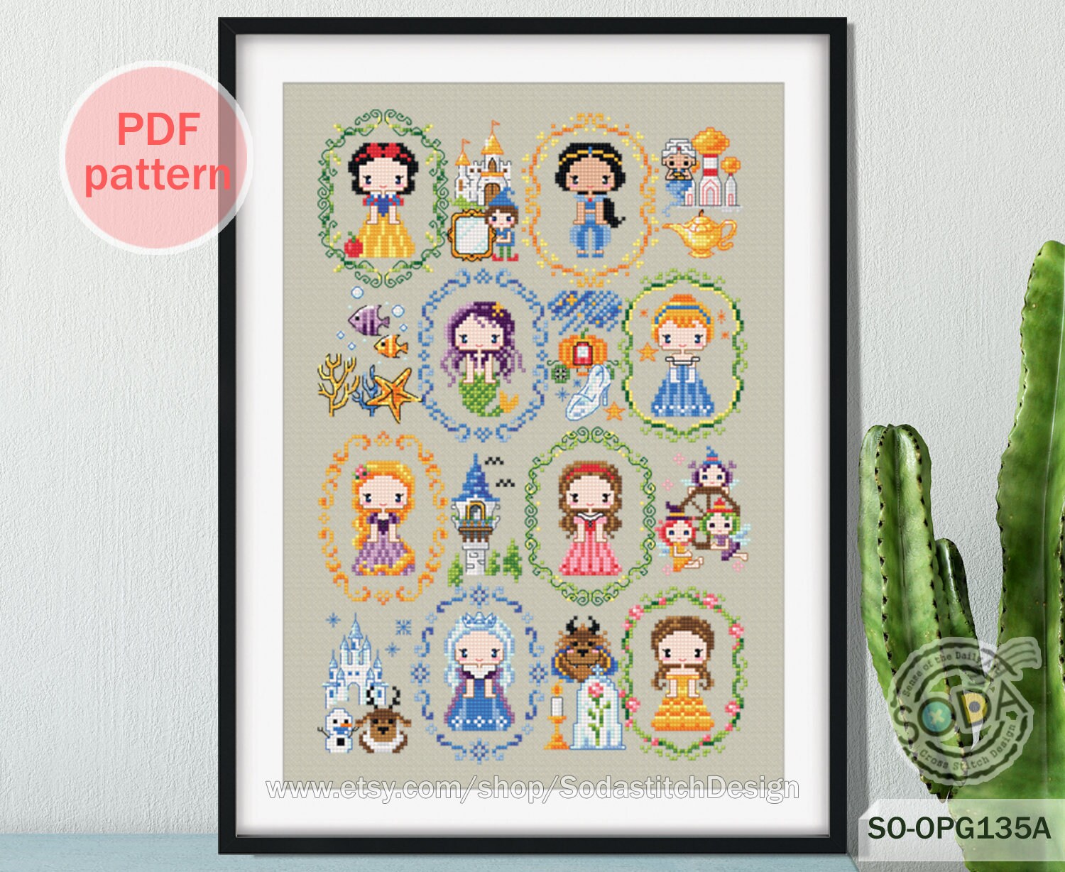 Disney Princesses in Cross Stitch-22 Projects: None Noted
