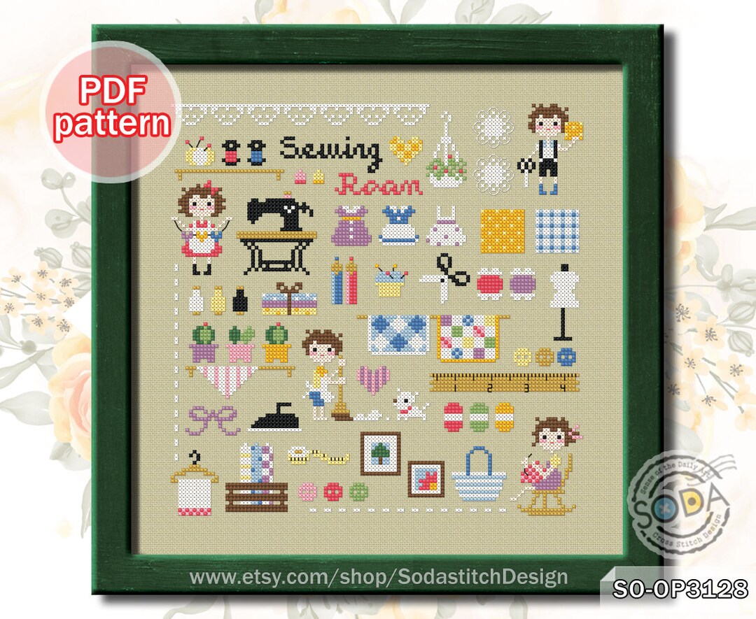 Cross Stitch Pattern Pdf Sampler Mini Store Mini Shop Modern Cute ...