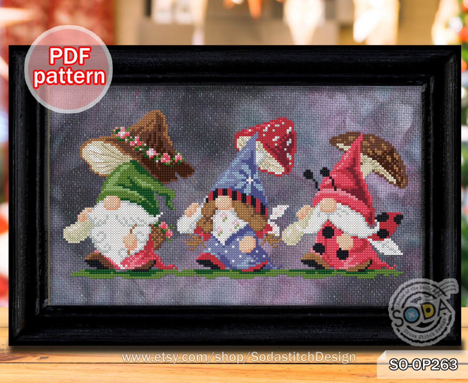 Cross Stitch Pattern Pdf Gnome Fairy Elf Pixie Series Modern, SO-OP263 ...