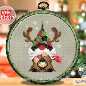 Kreuzstich Muster pdf Baum Ornament Weihnachtsmann Fee Fee Elfe Pixie Modern, SO-OP247C 'Weihnachtswichtel'