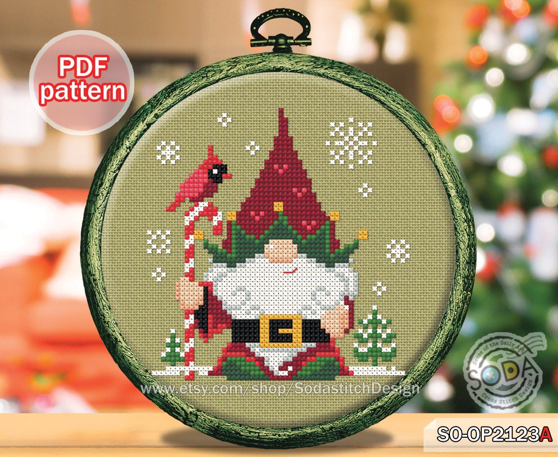 Christmas Ornament Cross Stitch Pattern Pdf Gnome Santa - Etsy