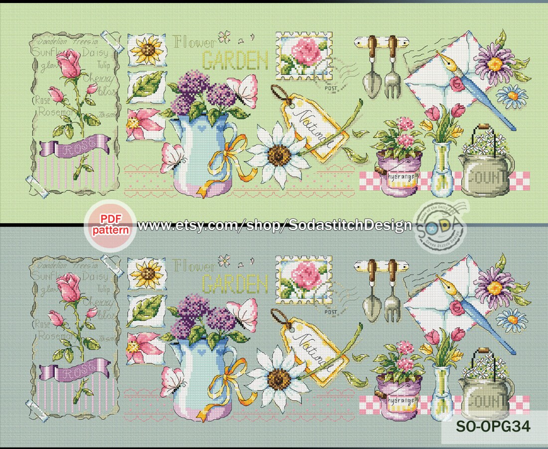 Flower Garden Cross Stitch PatternModern Instant pdf Download | Etsy