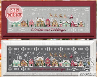 Cross Stitch Pattern pdf Snow Tree House Modern, SO-OP2246 'Christmas Village'