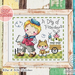 Kreuzstich Muster pdf SO-OPG33G Mini Fairy Tale A Hund von Flandern Märchen Geschichte Buch Modern Instant Chart Scheme Grid Download
