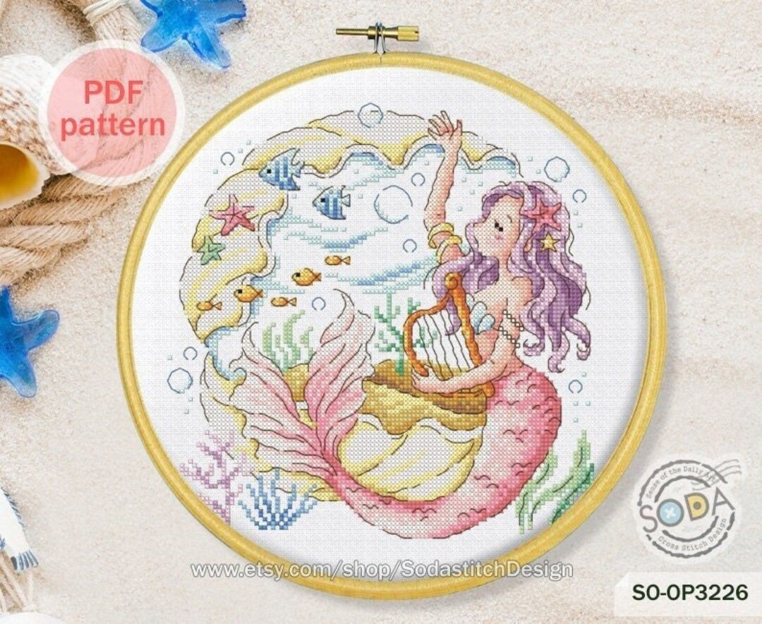 Cross Stitch Pattern Pdf Princess the Little Mermaid Modern, SO-OP3226 ...