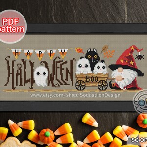 Cross Stitch Pattern Pdf Halloween Gnome Fairy Elf Ghost Spider Modern ...