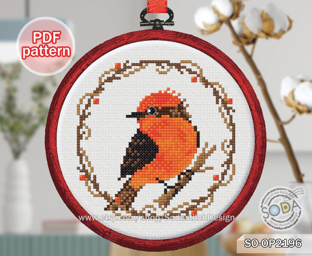 Cross Stitch Pattern Pdf Birds Hoop Ornament Simple Easy Cute Animal