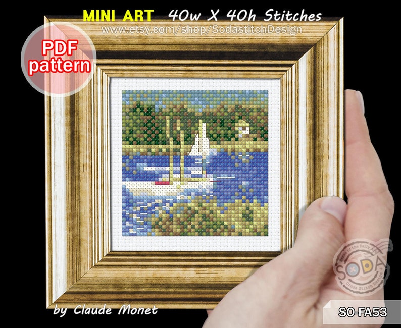 By Cross Stitch Pattern Pdf Tiny Famous Paintings Etsy