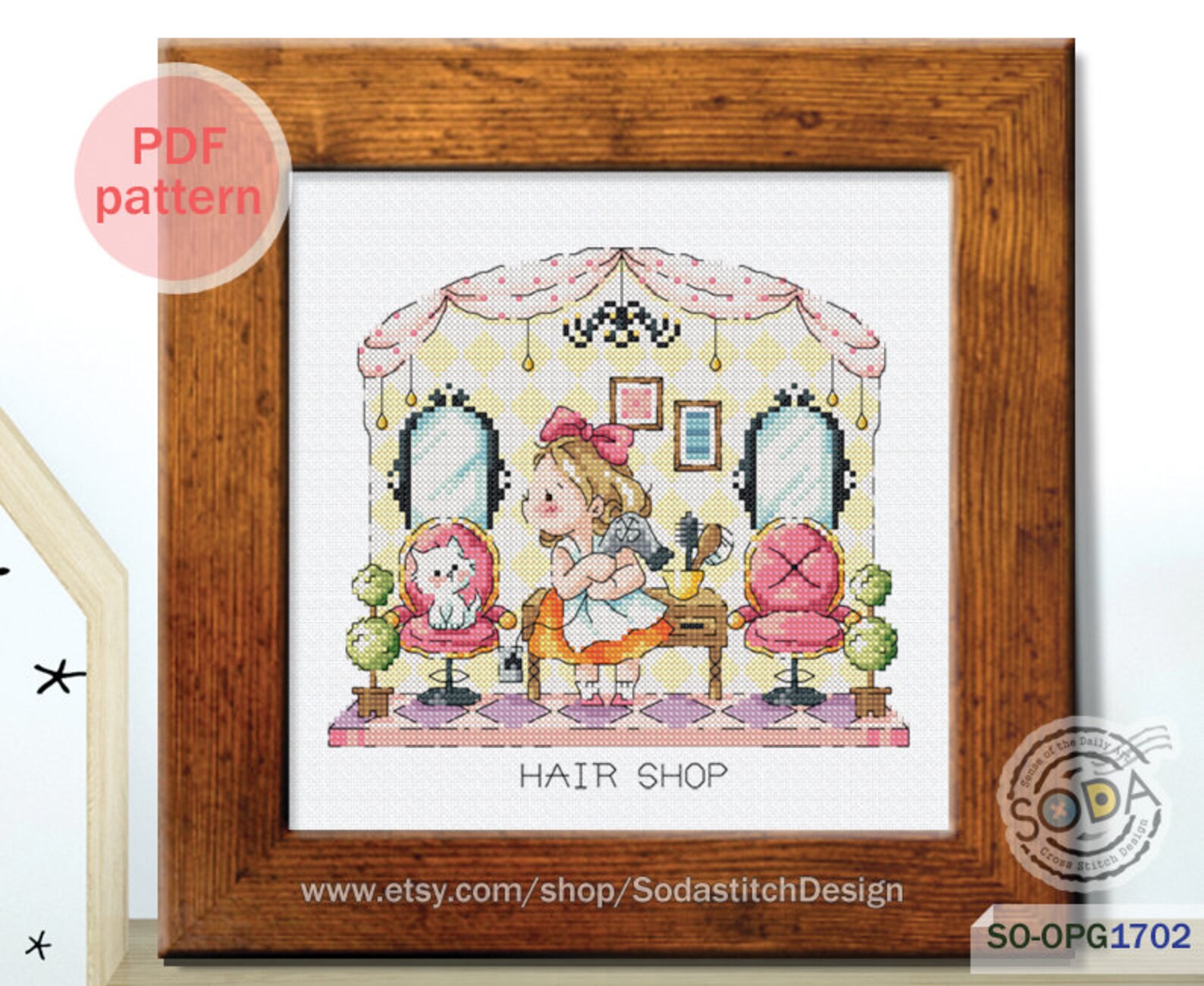 Hair Shop Cross Stitch Patternbeauty Parlor Hairdresser's Etsy