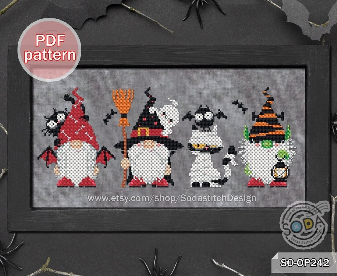 Cross Stitch Pattern Pdf Gnome Fairy Elf Autumn Fall Modern, SO-OP242 ...