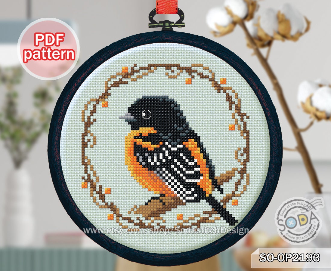 Cross Stitch Pattern Pdf Birds Hoop Ornament Animal, SO-OP2193