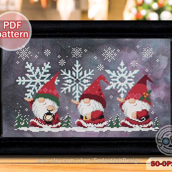 Christmas Cross Stitch Pattern pdf Santa Winter Snowflake Funny Modern Counted Instant Download,SO-OP2189 'Snowflake Delivery_Santa'
