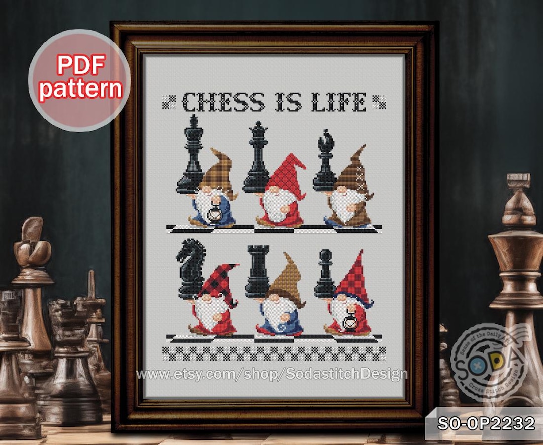 Cross Stitch Pattern Pdf Fairy Elf Pixie Modern, SO-OP2232 'chess Gnome ...