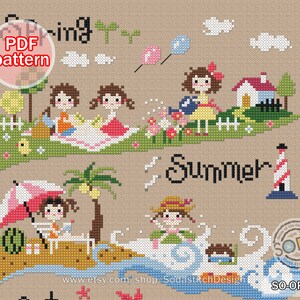 Cross Stitch Pattern Pdf Spring Summer Fall Autumn Winter Modern, SO ...