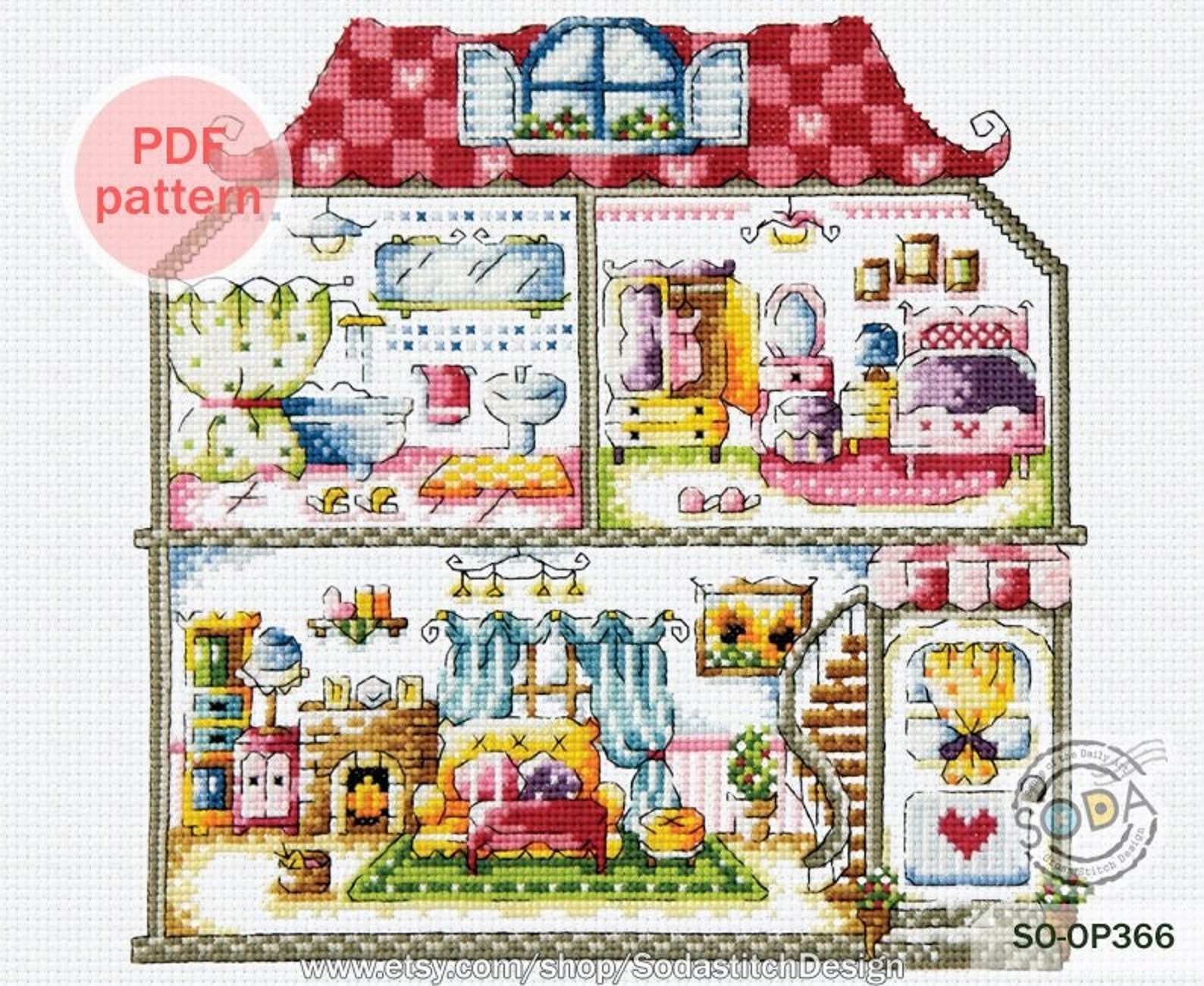 House Cross Stitch Patternpdf Cross Stitch Chartcounted - Etsy