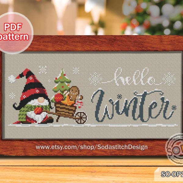 Kreuzstich Muster pdf Wichtel Fee SO-OP2120 'Hallo Winter' Kreuzstichmuster SO-OP2120