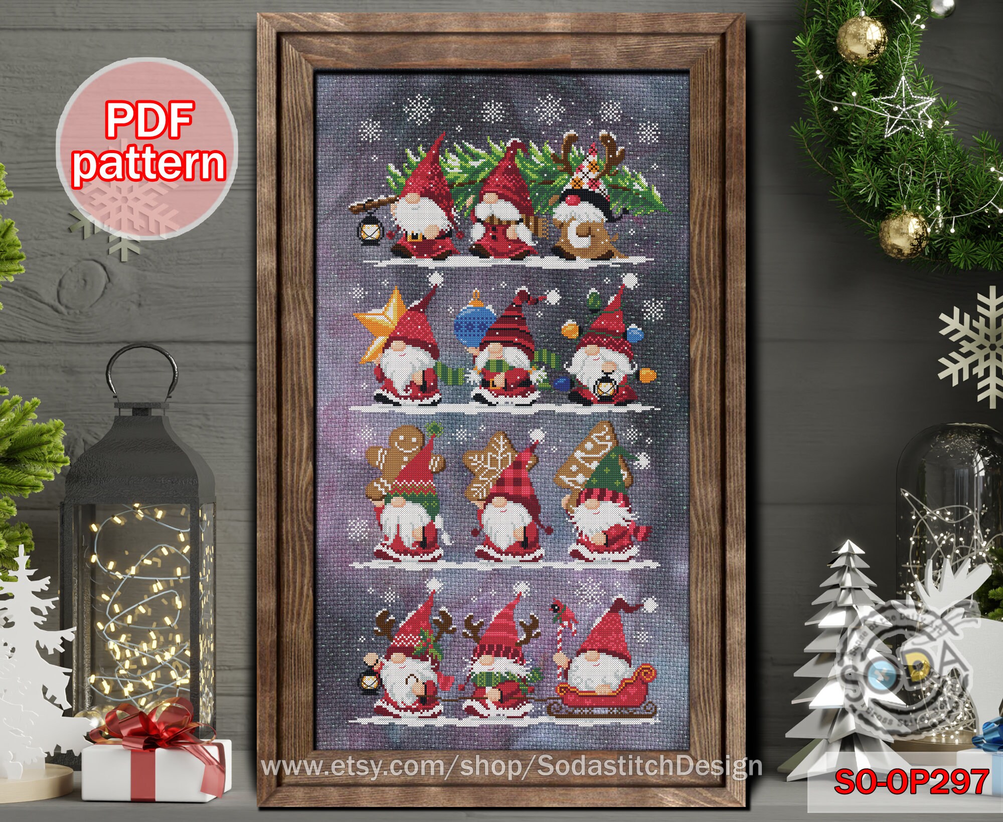 Cross Stitch Pattern Pdf Santa Winter Fairy Elf Pixie Modern, SO-OP297 ...