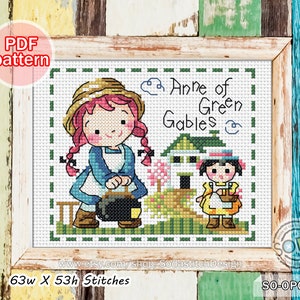 Cross Stitch Pattern pdf Anne of Green Gables Fairy Tale Story book Modern Instant Chart Scheme Grid Download,SO-OPG33C &#39;Mini Fairy Tale&#39;