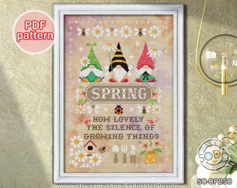 Cross Stitch Pattern pdf, SO-OP250 'Spring Gnome'