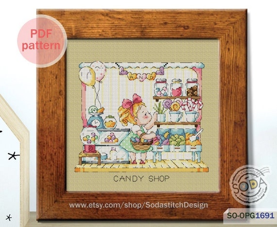 CANDY Shop Cross Stitch Pattern Pdf Mini Store Mini Shop Lollipop.