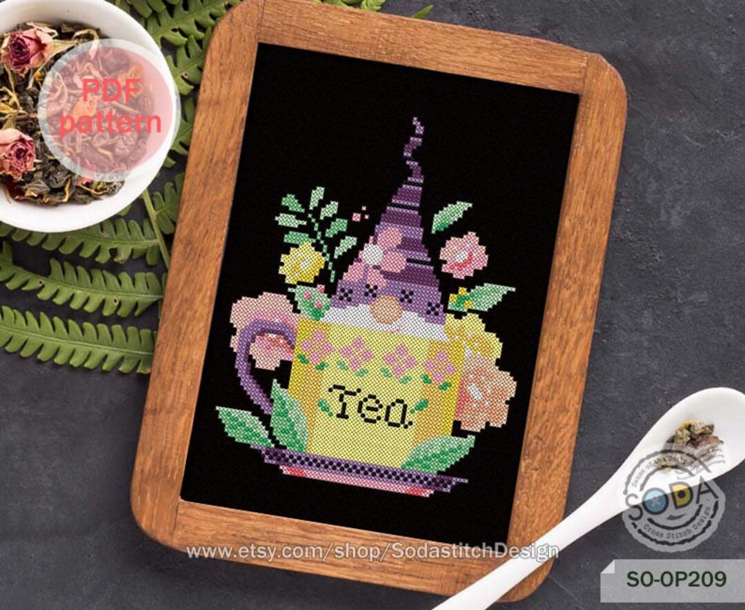 Gnome Cross Stitch Pattern Pdf Green Herb Fairy Elf Pixie Modern, SO ...