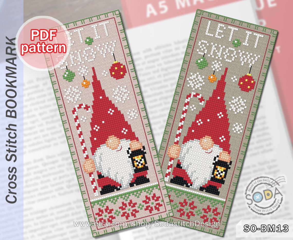 Cross Stitch Pattern Pdf Bookmark Reading Christmas Fairy Elf, SO-BM13 ...