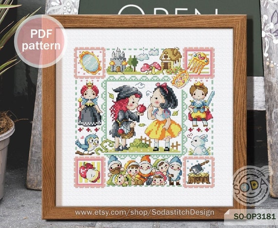Snow White Cross Stitch Pattern,fairy Tale Story Book Modern