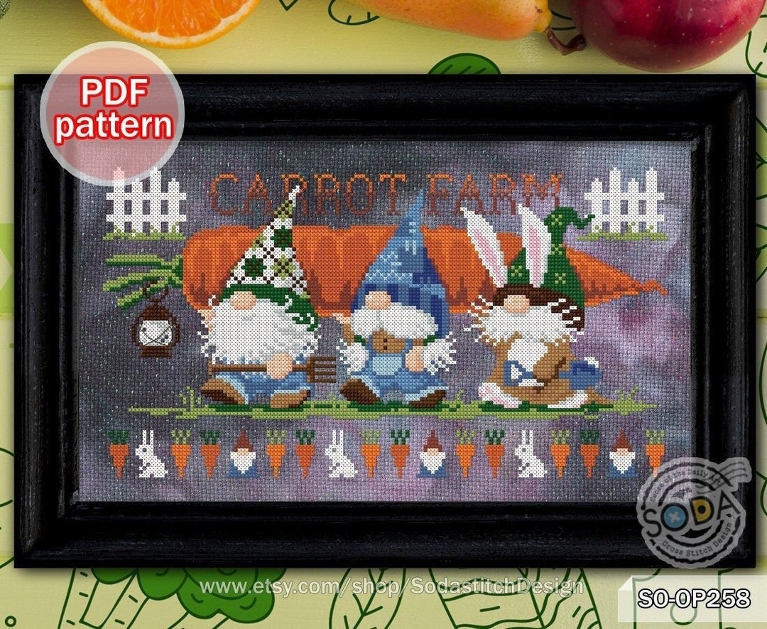Cross Stitch Pattern Pdf Gnome Fairy Elf Pixie Carrot Series Modern, SO ...